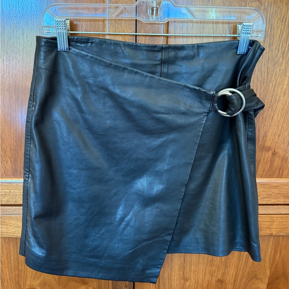 Black Leather Wrap Skirt from ba+sh